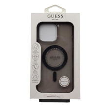Guess IML Rhinestones Case with MagSafe for iPhone 16 Pro Max 6.9" Black