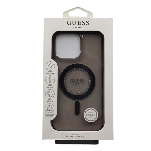 Guess Guess IML Rhinestones Case with MagSafe for iPhone 16 Pro Max 6.9" Black