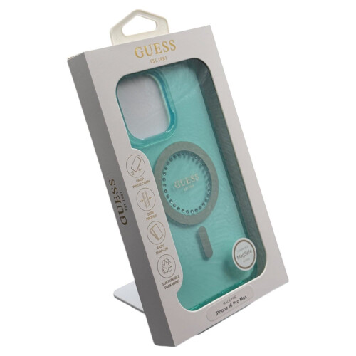 Guess Guess IML Rhinestones Case with MagSafe for iPhone 16 Pro Max 6.9" Green 2