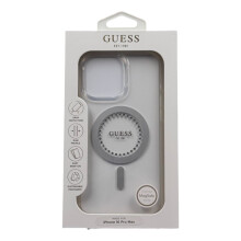 Guess IML Rhinestones Case with MagSafe for iPhone 16 Pro Max 6.9" Clear