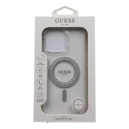 Guess Guess IML Rhinestones Case with MagSafe for iPhone 16 Pro Max 6.9" Clear