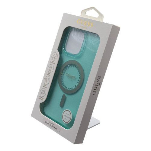 Guess Guess IML Rhinestones Case with MagSafe for iPhone 16 Pro Max 6.9" Green 1