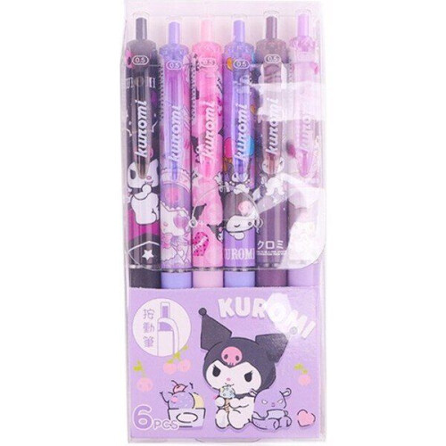 6 Piece Set 0.5mm Anime Illustration Gel Pens - Blue