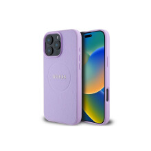 Guess PU Grained Classic Logo Case with MagSafe for iPhone 16 Pro Max 6.9" Purple - GUHMP16XPGHSMMU