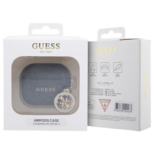 Guess Guess PC/PU 4G Script Charm Case for Airpods 3 Black - GUA3P4E4CDK 2
