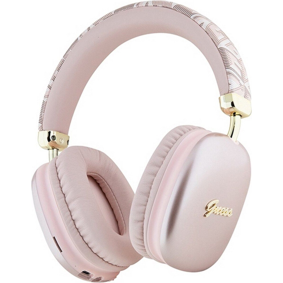 Guess Gcube Metallic Script Logo On Ear Wireless Headphone Pink - Gubhk1gctcsp