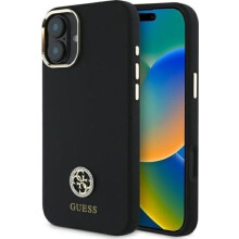 Guess 4G Logo Strass Silicone Case for iPhone 16 6.1" Black - GUHCP16SM4DGPK