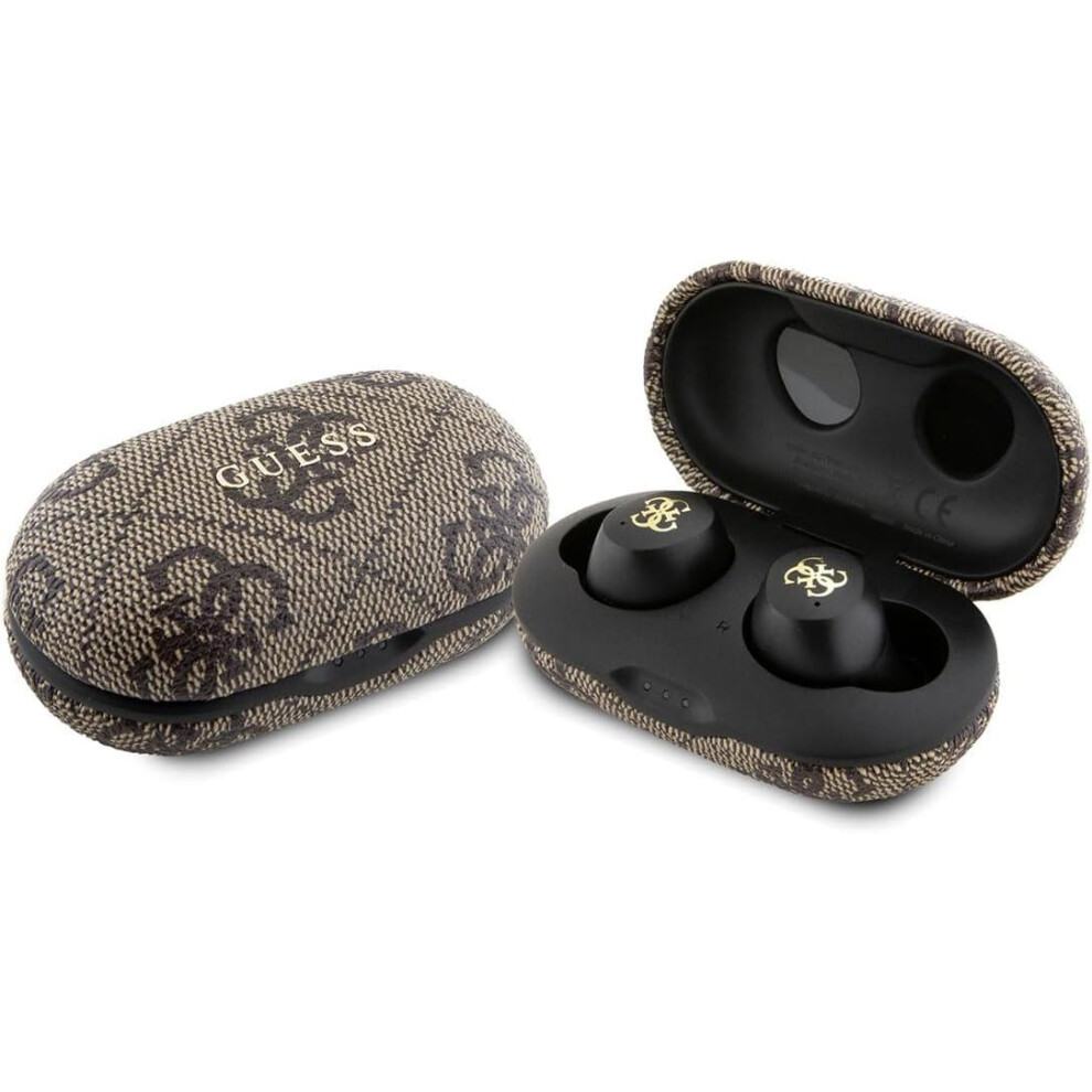 Guess 4G Metal Logo True Wireless Earbuds with Charging Case Brown - GUTWSP4EGW