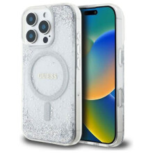 Guess Resin Gradient Glitter Hardcase with MagSafe for iPhone 16 Pro 6.3" Silver - GUHMP16LRGRGES