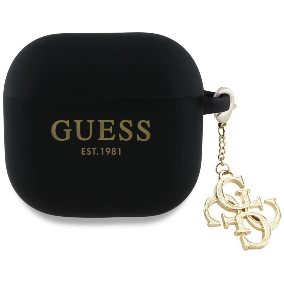 Guess 4G Silicone Charm Case For Airpods 4 Black - Gua4lecg4k