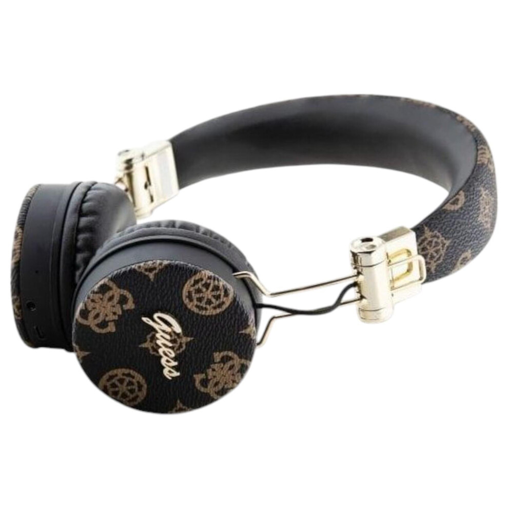 Guess 4G Peony Script Round Shape Enc Bluetooth On Ear Headphones Black - Gubh70eposmk
