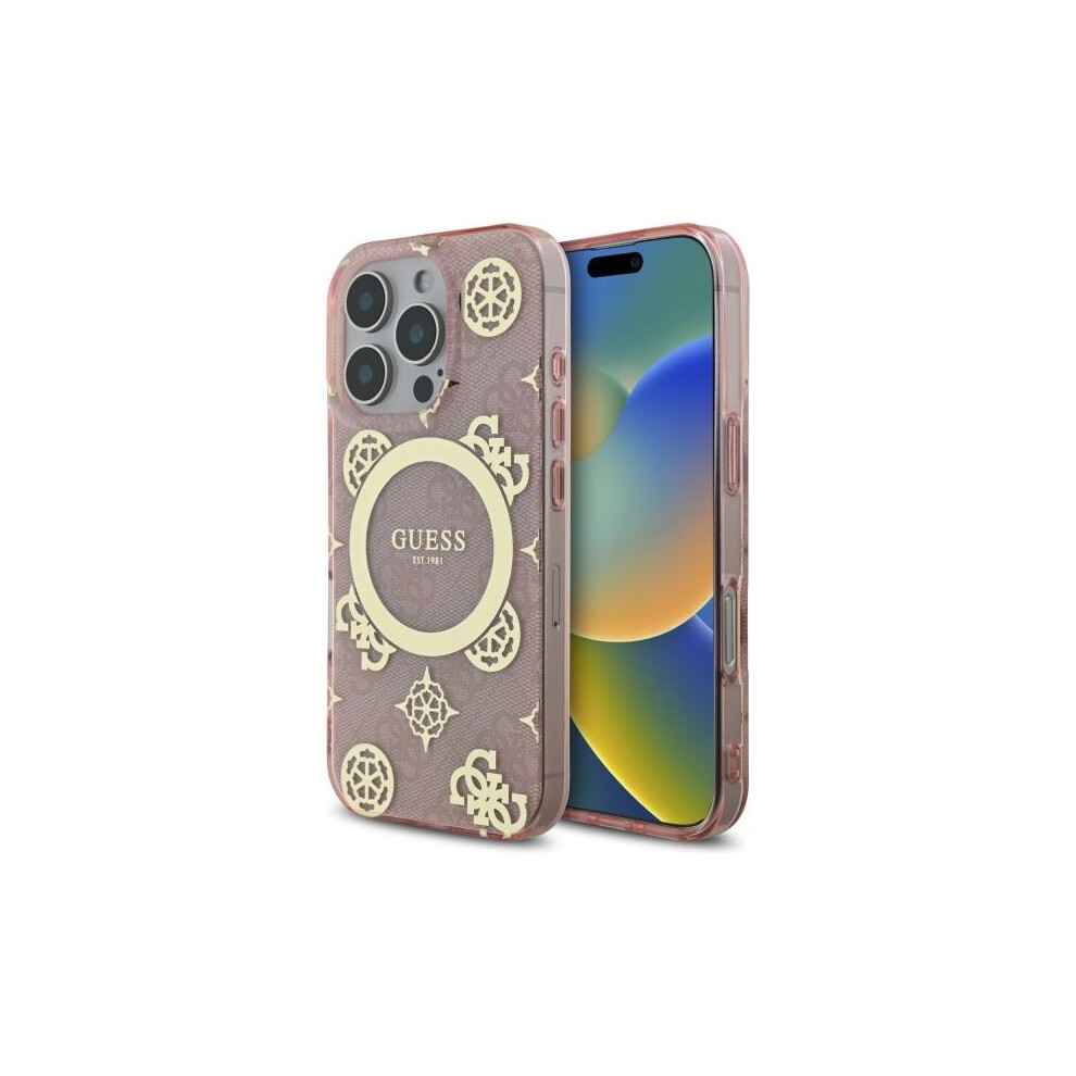 Guess IML Peony On 4G Background Case with MagSafe for iPhone 16 Pro Max 6.9" Pink - GUHMP16XH4PYEEP