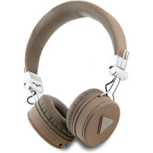 Guess Grained Classic Round Shape Bluetooth On Ear ENC Headphone Brown - GUBH70PGTSPSW