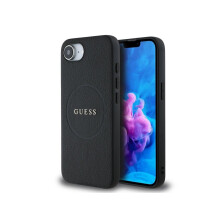 Guess PU Grained Classic Logo Case with MagSafe for iPhone 16e 6.1" Black - GUHMPSE4PGHSMMK