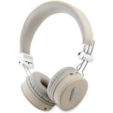 Guess Grained Classic Round Shape Bluetooth On Ear ENC Headphone Beige - GUBH70PGTSPSE