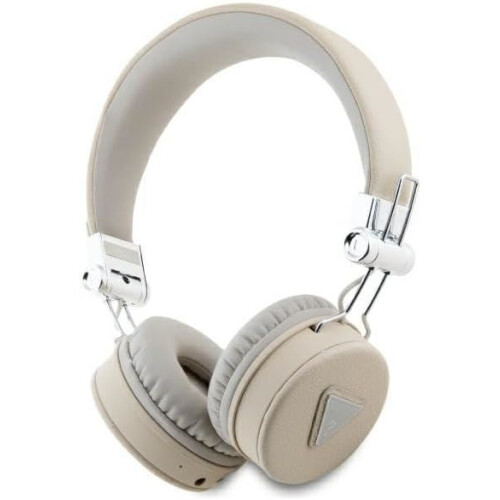 Guess Guess Grained Classic Round Shape Bluetooth On Ear ENC Headphone Beige - GUBH70PGTSPSE