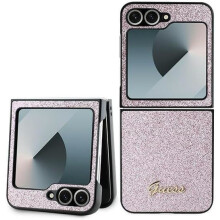 Guess 4G Glitter Script Case for Samsung Galaxy Z Flip 6 Pink - GUHCZF6HGGSHP