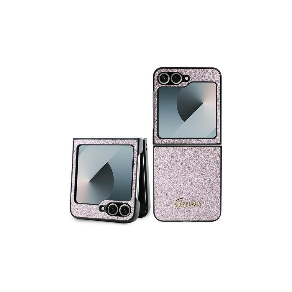 Guess 4G Glitter Script Case For Samsung Galaxy Z Flip 6 Pink - Guhczf6hggshp