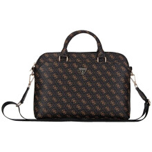 Guess 4G Triangle Logo Zipper Pocket 15" Laptop Bag Black/Brown - GUCB15PG4TGNK