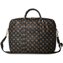 Guess 4G Peony Triangle Logo Front Pocket Zipper 16" Laptop Bag Black/Brown - GUCB16PGPOSGNK