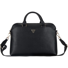 Guess Grained Triangle Logo Zipper Pocket 15" Laptop Bag Black - GUCB15PGTSPSK