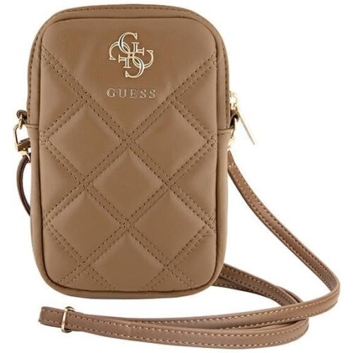 Guess Guess 4G Zip Quilted Universal Phone Pouch with Strap Brown - GUWBZPSQSSGW 1
