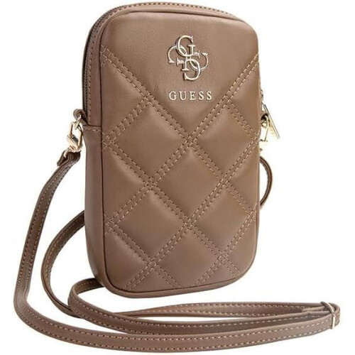 Guess Guess 4G Zip Quilted Universal Phone Pouch with Strap Brown - GUWBZPSQSSGW 2