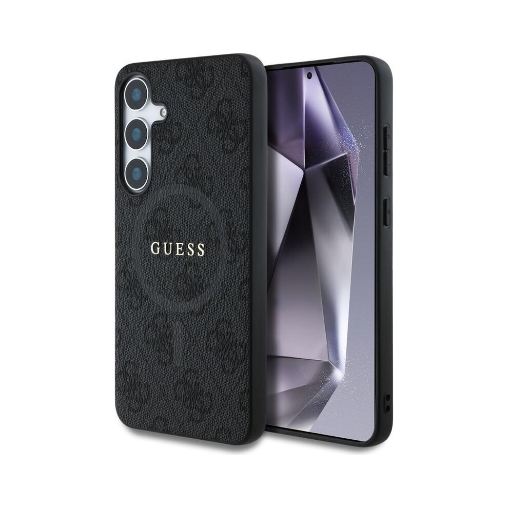 Guess Leather 4G Coloured Ring Classic Logo Case With Magsafe For Samsung Galaxy S25 6.2" - Guhms25sg4gfrk Black