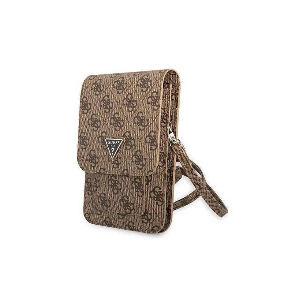 Guess 4G Triangle Universal Phone Pouch With Strap Brown - Guwbp4tmbr