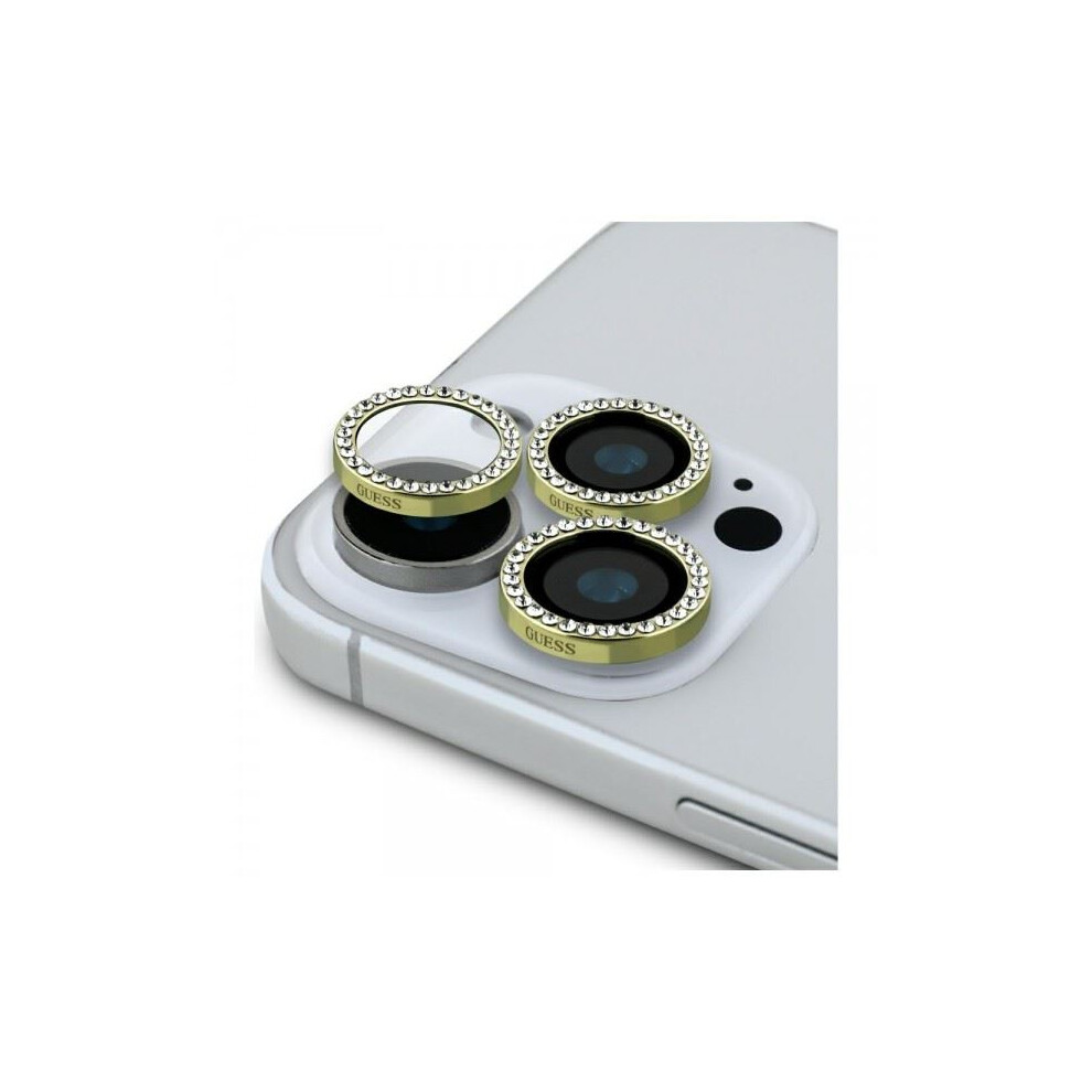 Guess Ultra Clear Rhinestones Camera Lens Protector for iPhone 16 Pro & 16 Pro Max 6.3"/6.9" Gold - GUCL163SGGD