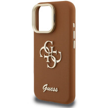 Guess PU Grained 4G Logo Stand Camera Frame Case for iPhone 16 Pro 6.3" Brown - GUHCP16LPCS4GSW
