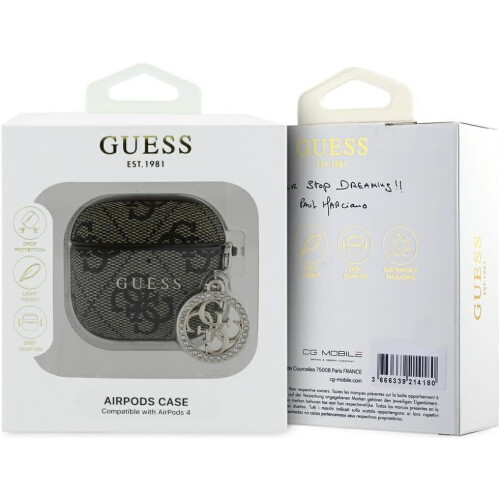 Guess Guess 4G Script PC/PU Charm Case For AirPods 4 Brown - GUA4P4E4CDW 2
