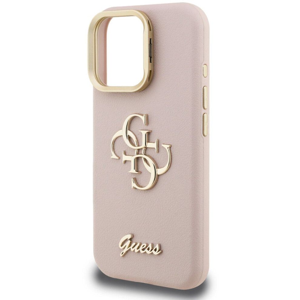 Guess PU Grained 4G Logo Stand Camera Frame Case for iPhone 16 Pro Max 6.9" Pink - GUHCP16XPCS4GSP