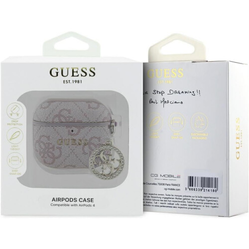 Guess Guess 4G Script PC/PU Charm Case For AirPods 4 Pink - GUA4P4E4CDP 2