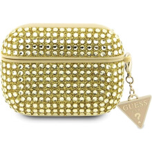 Guess Rhinestone Triangle Charm Case for Airpods Pro 2 Gold - GUAP2HDGTPD