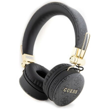 Guess 4G PU Leather with Metal Logo Wireless Headphones Black - GUBH704GEMK