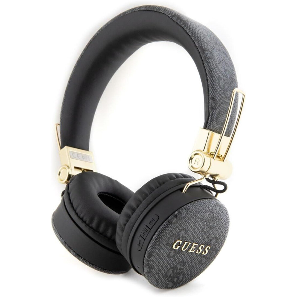 Guess 4G Pu Leather With Metal Logo Wireless Headphones Black - Gubh704gemk