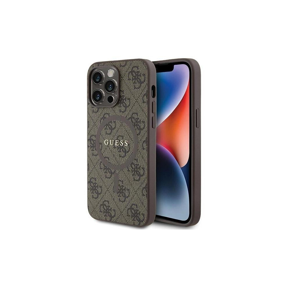 Guess 4Gleather Metallogo With Magsafe Hardcase For Iphone 15Pro Brown