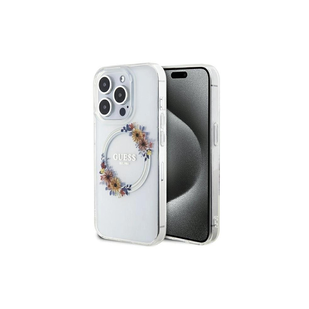 Guess Iml Wreatch With Magsafe Hard Case For Iphone 15Pro Transparent