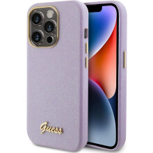 Guess Glitter Glossy Script Hard Case for iphone 15 Pro 6.1" Lilac - GUHCP15LPGMCSL
