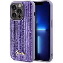 Guess Sequin Script Metal Hard Case for iphone 15 Pro Max 6.7" Purple - GUHCP15XPSFDGSU