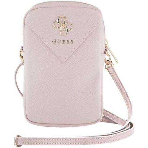 Guess Guess 4G Zip Triangle Universal Wallet Phone Bag With Strap Pink 1