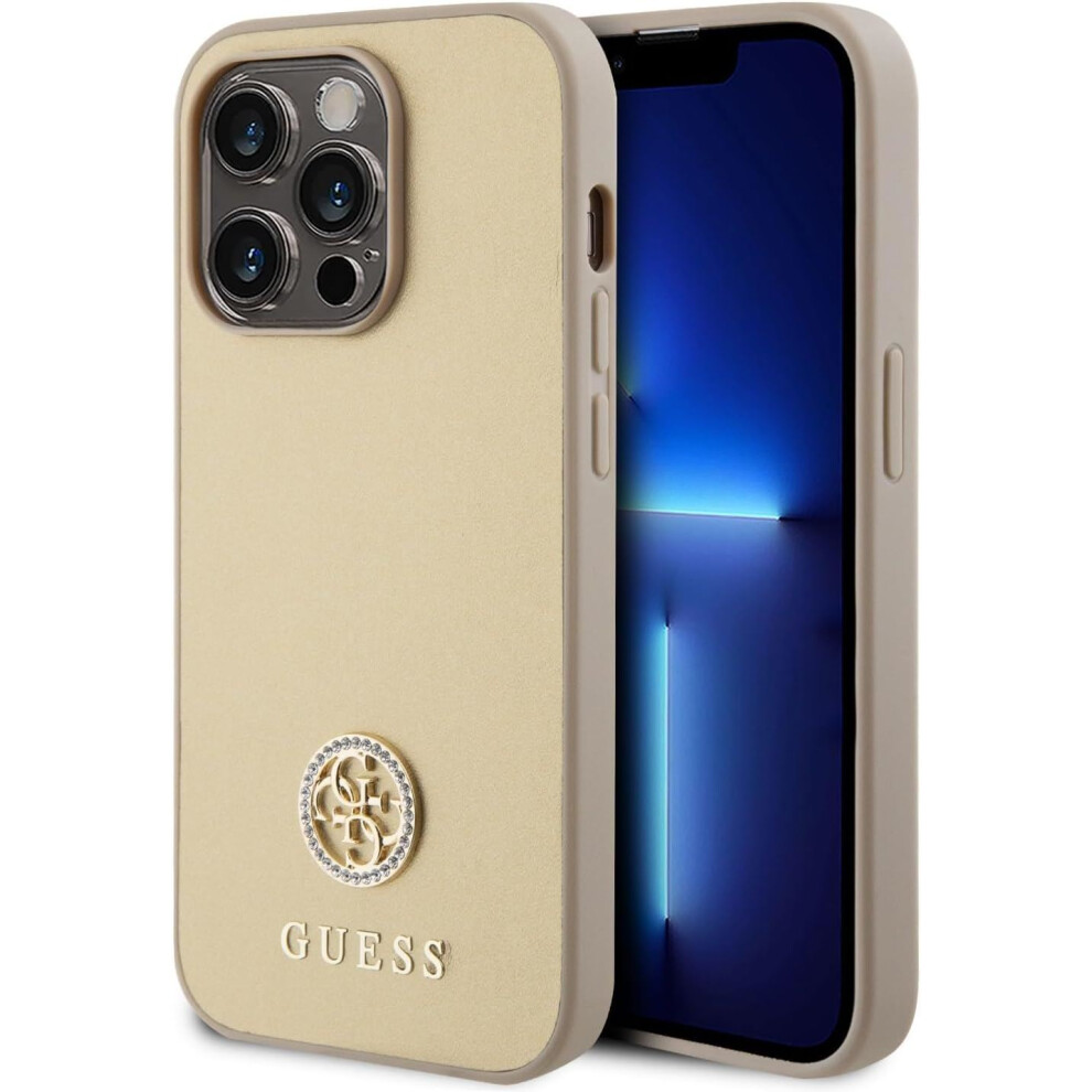 Guess Strass Metal 4G Logo Hard Case For Iphone 15 Pro Max 6.7" Gold