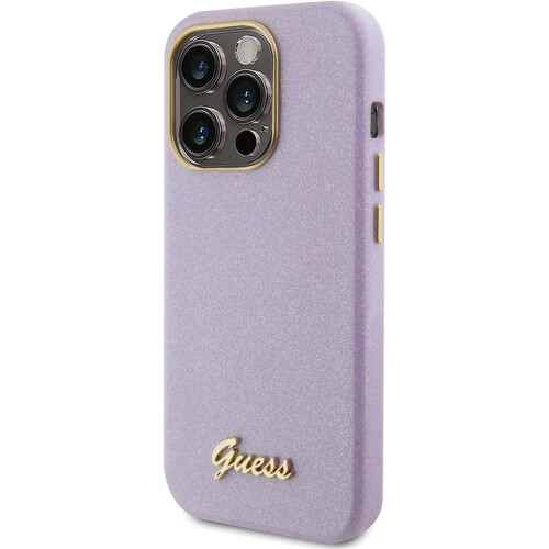 Guess Guess Glitter Glossy Script Hard Case for iphone 15 Pro 6.1" Lilac - GUHCP15LPGMCSL 1