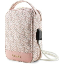 Guess GCube Stripe Metal Logo Organizer Travel Bag Pink - GUHBHGCFSEP