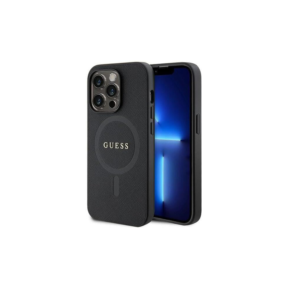 Guess Saffiano Hard Case With Magsafe For Iphone 15 Pro 6.1" Black