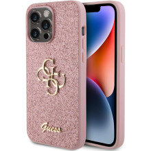 Guess Glitter Script Big 4G Case for iphone 15 Pro Max 6.7" Pink - GUHCP15XHG4SGP