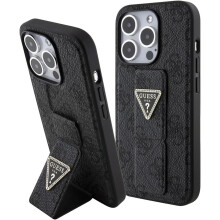 Guess Grip Stand 4G Triangle Strass Case for iPhone 15 Pro 6.1" Black - GUHCP15LPGS4TDK
