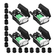 4 stuks DB9 vrouwelijke breakout-connector, DB9 soldeerloze RS232 D-SUB seriële naar 9-pins poortterminaladapterconnector
