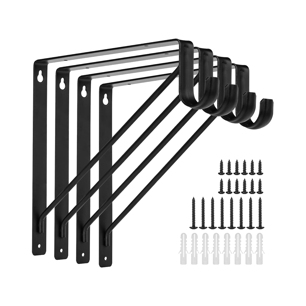 4Pcs Heavy Duty Black Closet Rod Brackets 4852820979518
